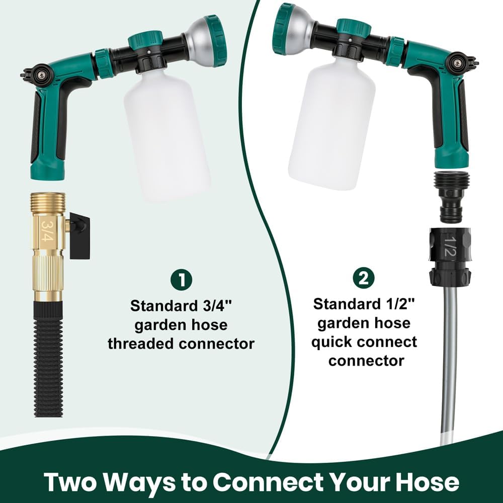 VENETIO 8-Dial Hose-End Sprayer Pro with Quick Connector for Liquid Fertilizer | Lawn and Garden Nozzle Spreader for Uniform Fertilizing, Pet Washing and Outdoor House Cleaning, 34oz Dispenser Bottle