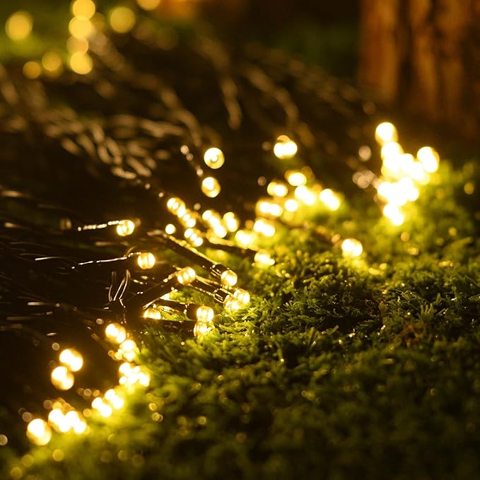 Solar String Lights for Outside, 2 Pack 200 Led Solar Christmas Lights Outdoor Waterproof 82ft Solar Fairy Lights 8 Lighting Mode Solar String Lights Idea for Garden,Courtyards,Trees(Warm White)