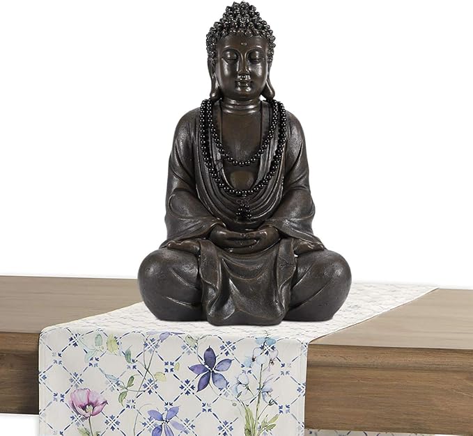 Goodeco Meditating Buddha Statue Outdoor - Large Zen Garden Buddha Sculpture,Indoor/Outdoor Statues Decoration,Decor for Home,Garden,Patio,Deck,Porch Yard Art,Antique Bronze (17 inch)