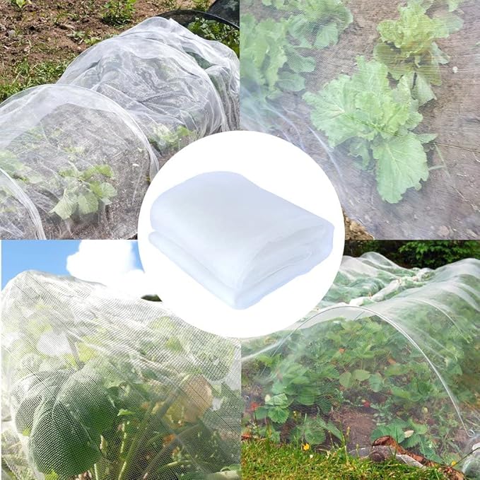 Agfabric Garden Netting 10'x30' Insect Pest Barrier Bird Netting for Garden Protection,Row Cover Mesh Netting for Vegetables Fruit Trees and Plants,White,2 Pack