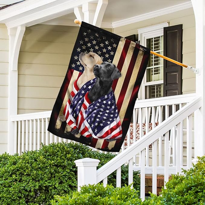 FLAGWIX Black and Yellow Labrador Retriever Flag - Outdoor Decorations, 29.5" x 39.5" House Flag for Porch, Patio, Wall Decor, Heavy-Duty Canvas Garden Home Decor Double Sided