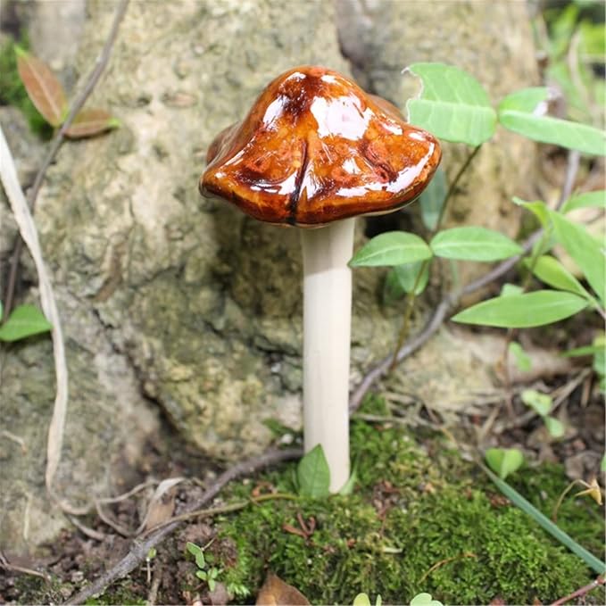 Peohud 12 Pack Ceramic Garden Mushrooms, Lawn Ornament Decor Mushrooms for Fairy Garden, Yard, Indoor, Outdoor, 4.7 Inch