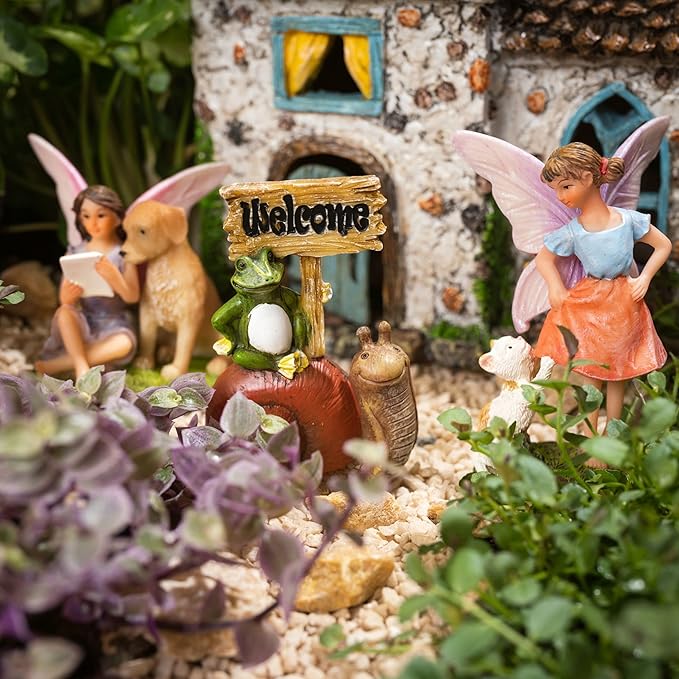 Fairy Garden House Kit - Fairy House, Fairy Garden Accessories Outdoor & Fairies for Fairy Garden – Fairy Houses for Gardens Outdoor - 4 Piece Kit for Adults