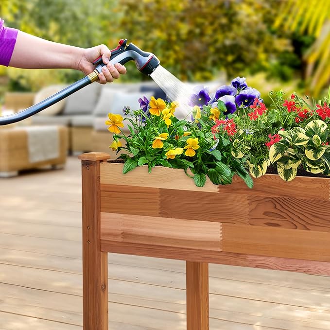 Jumbl, Cedar Raised Garden Bed, Elevated Wood Planter for Growing Fresh Herbs, Vegetables, Flowers, Succulents - 72x23x30”