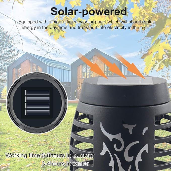 Solar Torch Light with Flickering Flame, Waterproof Solar Lights Outdoor Decorative, Solar Powered Christmas Decoration (1 Pack)