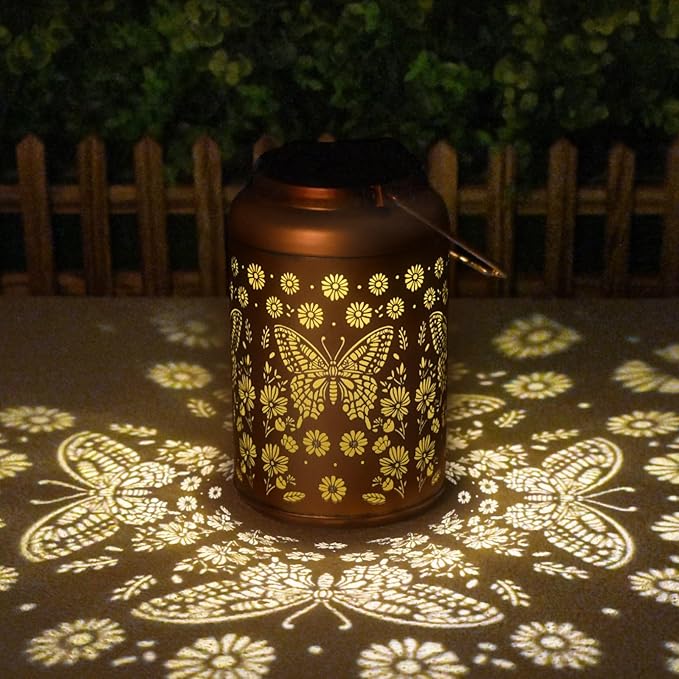 Butterfly Solar Lanterns Outdoor Waterproof - Hanging Butterflies Solar Lights Garden Decor for Outside, Birthday Gifts for Women, Mom, Mothers Day Gifts, Outdoor Decor for Patio, Yard