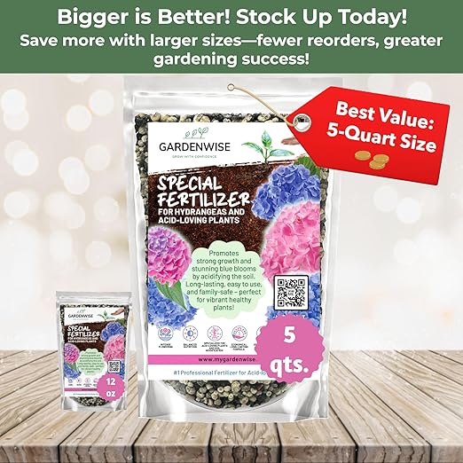 Slow Release Hydrangea Fertilizer with Iron & Sulfur β Indoor & Outdoor Soil Acidifier for Miracle Growth (5 qt)
