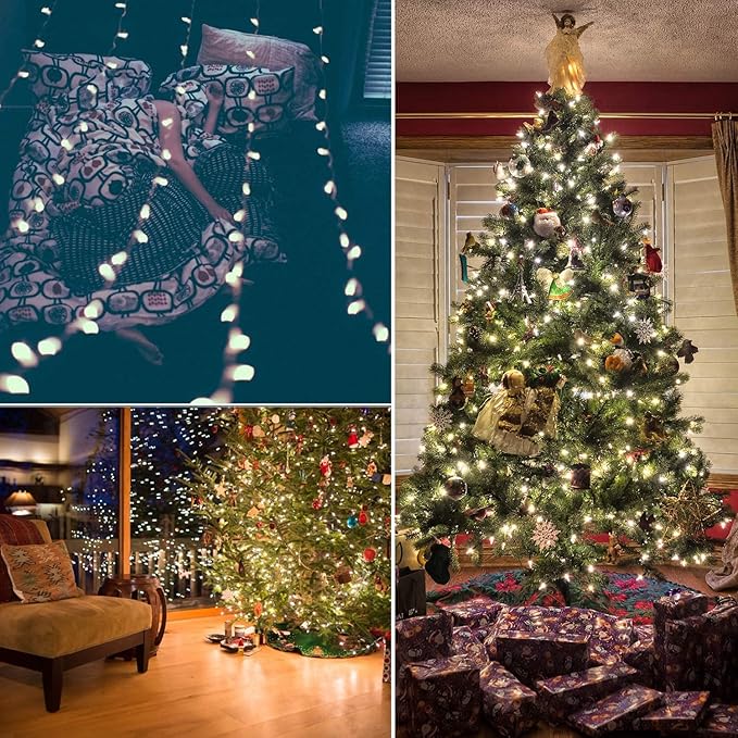 C9 Christmas String Lights Outdoor 50ft Vintage Christmas Tree Lights for Indoor Outdoor Roofline Patio Room Holiday Party Backyard Xmas Decoration, White Wire, 50+2 Bulbs