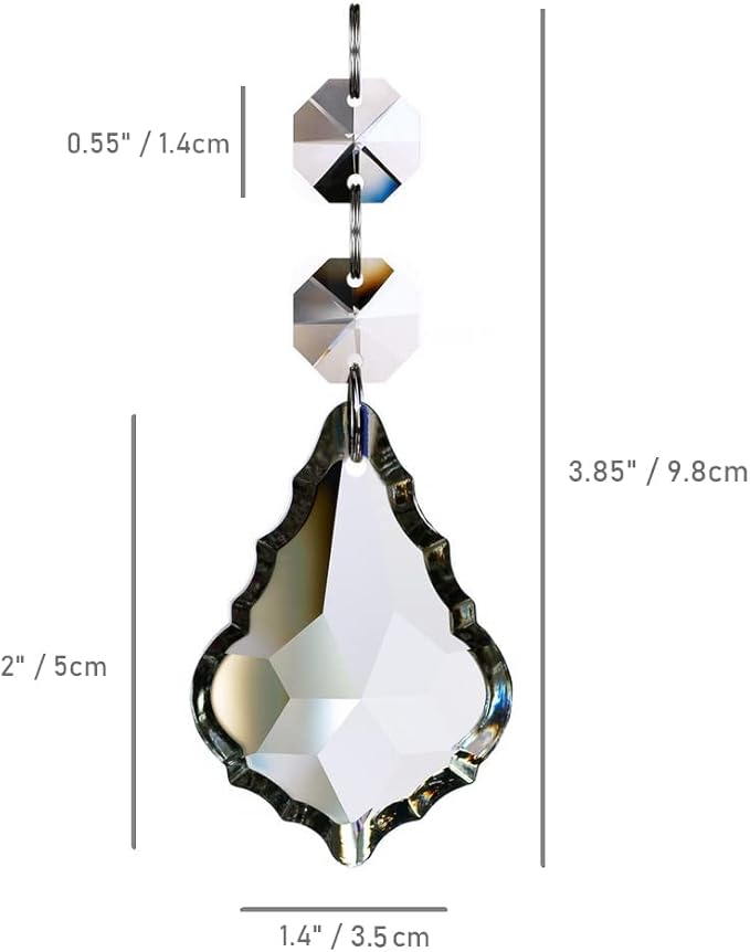 20pcs Crystal Chandelier Maple Leaf Prism Pendant Parts, 50mm Hanging Crystals Beads for Chandelier Wedding Decoration Clear