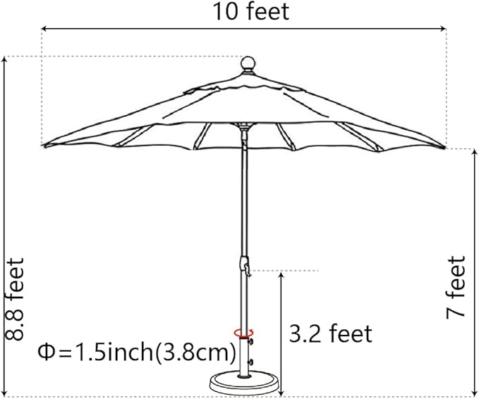 EliteShade USA 10-Year-Non-Fading 10Ft Market Umbrella Patio Umbrella Outdoor Table Umbrella with Ventilation, Forest Green