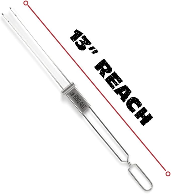 BBQ-AID Premium Barbecue Double Pronged Stainless Steel Skewers for Grilling - Quick Release Kebab Sticks for Veggies & More