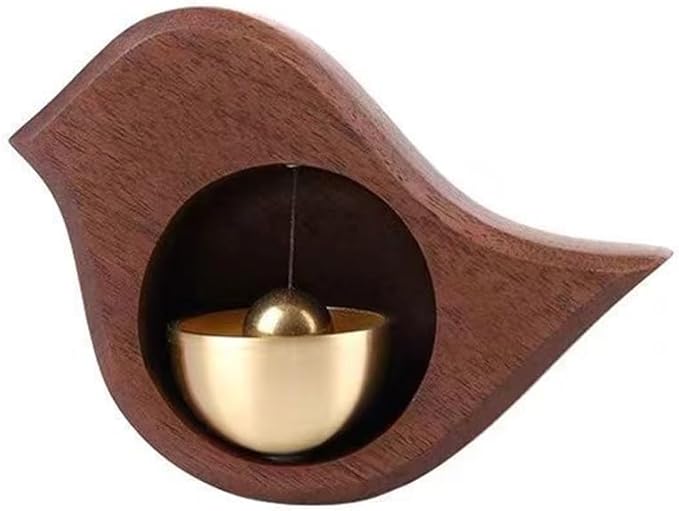Shopkeepers Bell for Door Opening, Wood Doorbell Magnetic Wind Chime for Refrigerator Room Garden, Cute Decorative Doorbell for Home/Store/Restaurant Door, Creative Gift (Walnut)