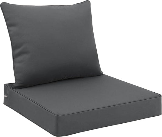 Favoyard Outdoor Seat Cushion Set 22 x 24 Inch Waterproof & Fade Resistant Patio Furniture Cushions with Removable Cover Deep Seat & Back Cushion with Handle and Adjustable Straps for Chair Sofa Couch