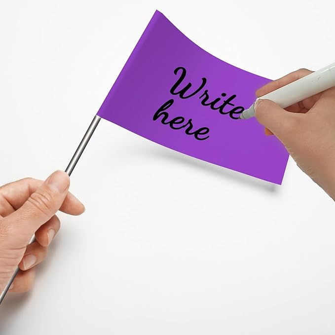 Zozen 100Pack Purple Marking Flags, Writable | 15x4x5 Inch, Yard Flags for Lawn & Irrigation & Landscape & Sprinkler & Survey & Dog Training.