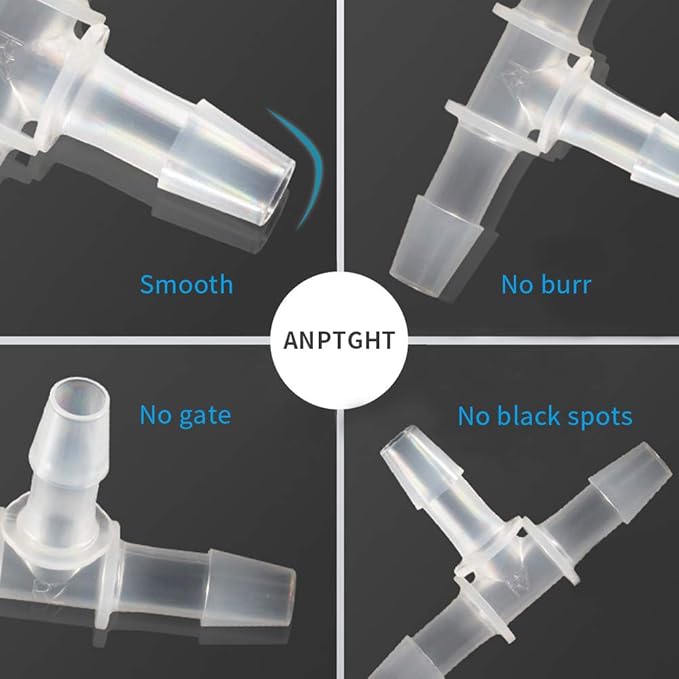 5/8" Tee Fitting Equal Barb 3 Way Hose Barb Fitting，Splicer Joint Mender Adapter Union Fitting for Fuel Gas Liquid Air (Pack of 5)