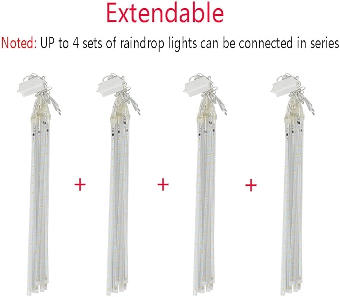 Aokudoni 4th of July Decorations Outdoor, 16 Inch Red White and Blue Meteor Shower Lights for Independence/National/Memorial Day, LED Christmas Lights Outdoor for Yard Garden Tree Holiday Party