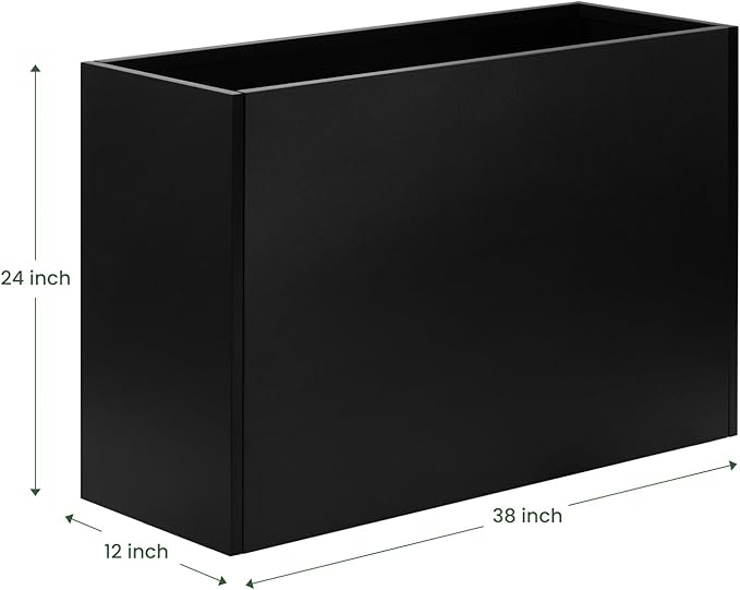 Heavy-Duty Steel Planter Box 38”x12”x24”, Rust-Resistant Large Outdoor & Indoor Plant Container, Metal Garden Box with Drainage Holes & Reinforced Edges