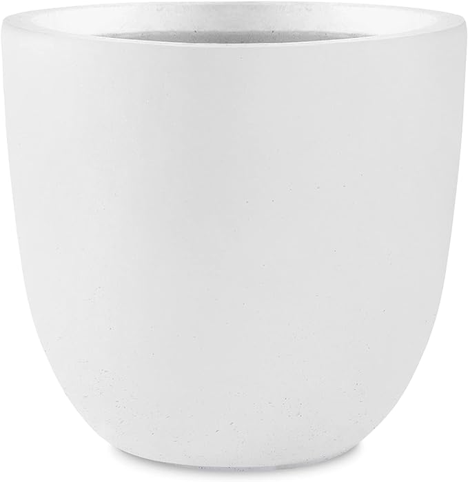 Kante 18 Inch Dia Round Concrete Planter, Indoor Outdoor Large Plant Pot with Drainage Hole and Rubber Plug for Home Patio Garden, Pure White