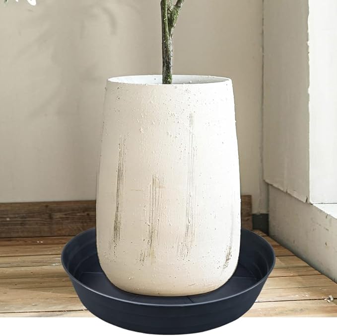 20 Inch Extra Large Plant Saucers, Extra-Deep 3.7 in Black Drip Trays for Flower Pot, Heavy Duty Drainage Tray Indoors No Holes, 3 Pack Plastic Planter Plate Water Catcher for Pots Base 16 17 18 in