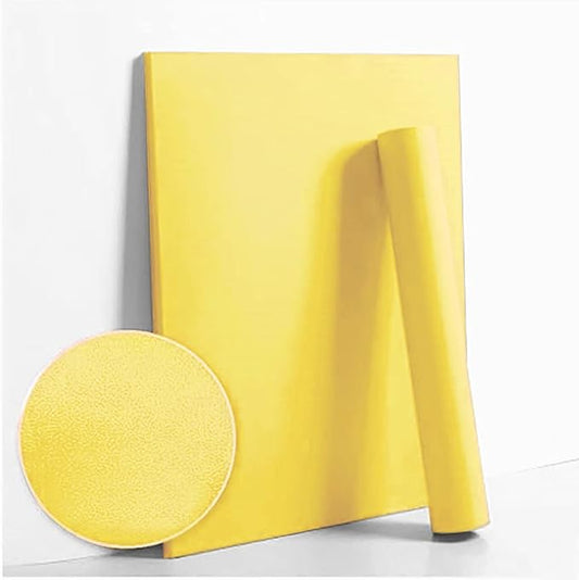 Dimoon 78.7''x17.7'' Yellow Peel and Stick Wallpaper Contact Paper Modern Self Adhesive Wall Paper Removable Renter Friendly Textured Solid Color Shelf Cabinet Vinyl Roll (78.7''x17.7'',Yellow)