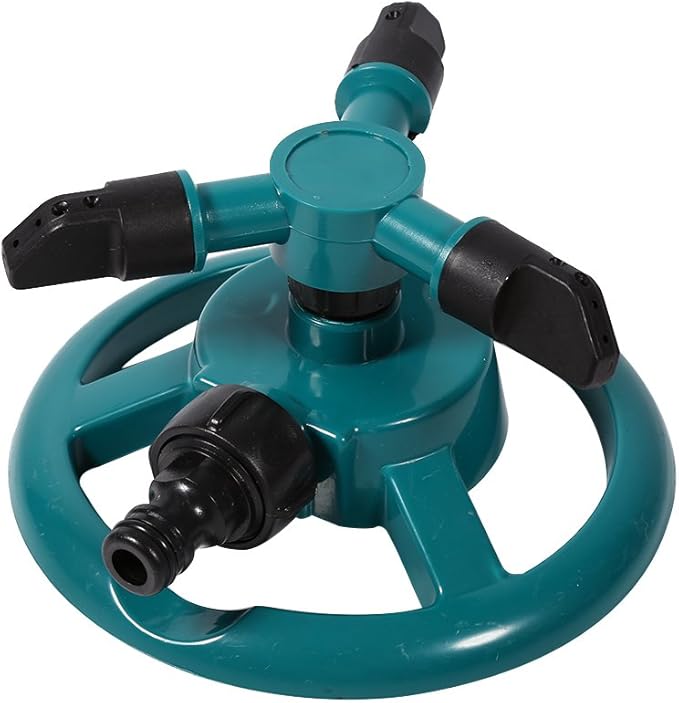 ViaGasaFamido Garden Sprinkler Automatic 360° Circle Rotating Watering Sprinkler Irrigation System Lawn Sprinkler with 3 Nozzle Pipe Hose for Yard Large Area