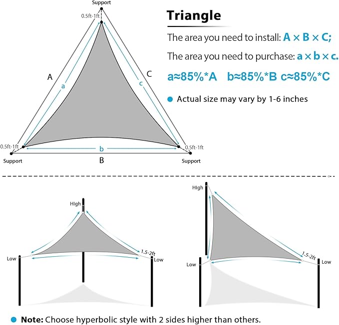 Amagenix Sun Shade Sail 9X9X12.7 Curved Edge Outdoor Shade Canopy Cream Breathable 95% UV Block Shade Cloth for Patio Garden Backyard (We Make Custom Size)