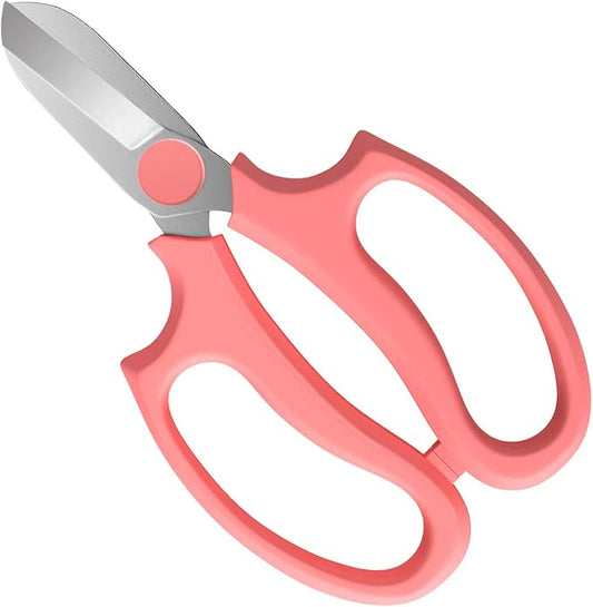 Flower Scissors, Strong Floral Shears, Premium Steel Garden Pruning Shears Floral Fruits Leaf Scissors Hand Pruner Snip Trimming Tool for Gardening Flower Arrangement, Pink