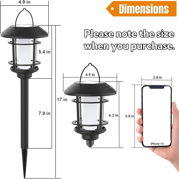 Dynaming 6 Pack Solar Flame Torch Lights Outdoor, Dual Use Flickering Flame Garden Light, Hanging Lantern Lights, Auto On/Off & Waterproof Landscape Lighting for Lawn Patio Yard Walkway Driveway