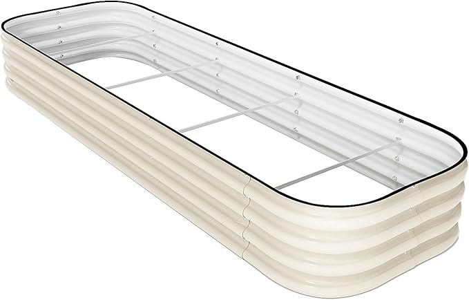 DaisyVibe Raised Garden Bed Kit, Planter Raised Garden Boxes Outdoor, Oval Large Metal Raised Garden Beds for Vegetables Flowers (White, 6.5ftx2ftx1ft)