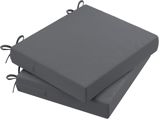 AAAAAcessories Outdoor Seat Cushions for Chairs, Waterproof, Fade-Resistant Patio Furniture Replacement Cushions, 20" x 18" x 3", Set of 2, Dark Gray