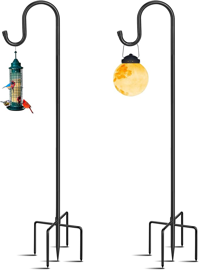 Adjustable Shepards Hooks for Outdoor 36Inches with5Prong Base,Shepherds Hooks for Outdoor,Stand Pole for Humming Bird Feeder for Hanging Solar Lights,Mason Jar,Outdoor Garden Wedding Decor(36in-2pcs)