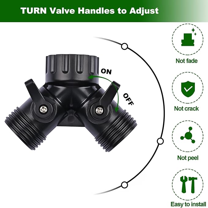 1/4 Inch Drip Irrigation Tubing to Faucet Adapter Connector, 2 Way Y Splitter for 3/4" Inch Garden Hose to 1/4 Inch Drip Irrigation Hose
