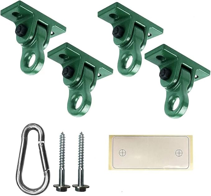 Heavy Duty Green Swing Hangers Screws Bolts Included Over 5000 lb Capacity Playground Porch Yoga Seat Trapeze Wooden Sets Indoor Outdoor (4 Pack)