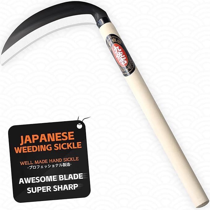 Japanese Weeding Sickle Garden Tool,Manual Hand Weeder Sickle Tool for Garden and Farm,Weeding Tool for Gardening,Grass Sickle Blade Cutter Gardening Quick Work