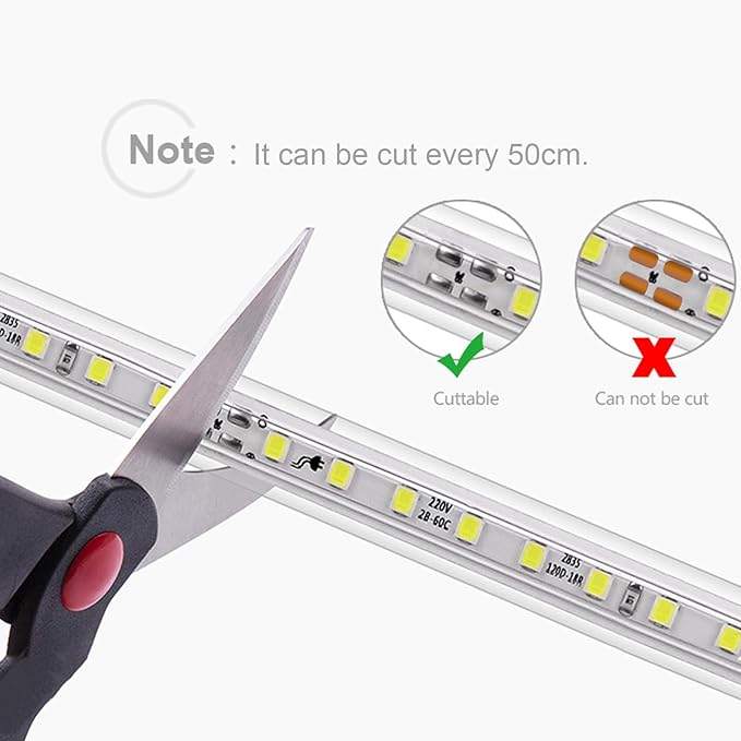 9.84FT LED Strip Lights Outdoor Waterproof, 6500K Super Bright LED Tape Lights,110 V White Rope Lights,360 LEDs Strip Lighting for Bedroom, Backyards, Garden