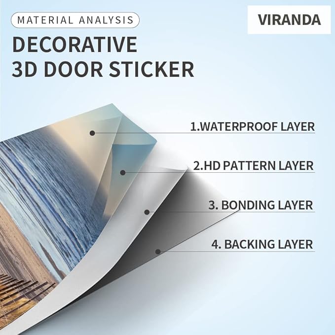3D Door Wallpaper Self-Adhesive Door Sticker - Forest - Door Poster Premium PVC Waterproof Wall Sticker for Bedroom Living Room Door Decoration Wallpaper 95 x 200 cm