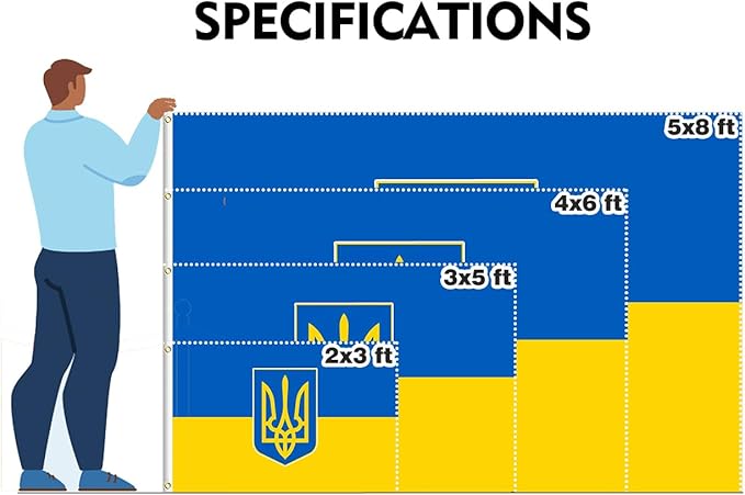 Double Sided Ukraine Trident Flag 3x5FT Ukrainian Coat of Arms National Polyester Banner With 2 Grommets Fade Resistant Vivid Color For Patriotic Festival Events Party Decoration