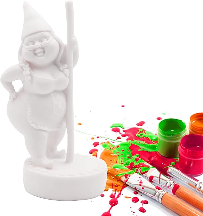 Paint Your Own Garden Gnome Statues, Unpainted Pole Dancing Gnome Statue, Unpainted DIY Gnome Figurines, Funny Outdoor Gnome Figure, Dancing Lady Gnome Statue(6.7"/17 cm)