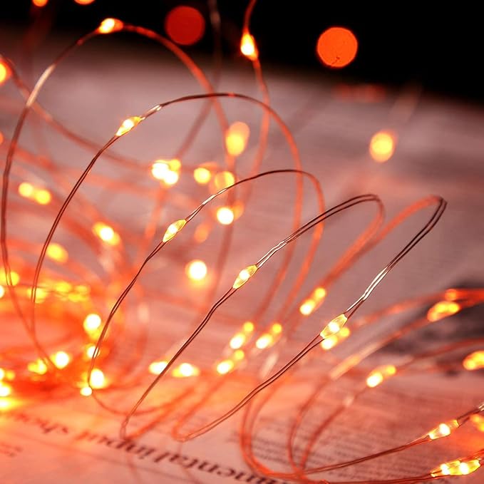 YEGUO 4 Pack Orange Solar Halloween Lights Outdoor Waterproof, Each 33ft 100 LED Solar Fairy Lights, 8 Modes Solar String Lights