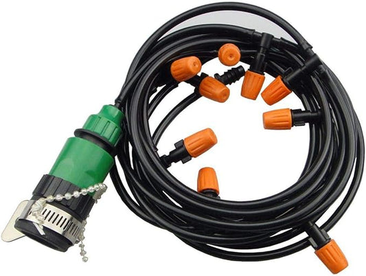 Drip Irrigation kit Plant Watering System Gravity Fed Irrigation Water Drip Setfor Garden Greenhouse Yard Lawn Home or Vacation Use 22M 8/11" Tube 30 Nozzles