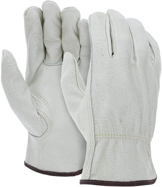ATERET 24 Pairs 2X-Large Heavy Duty Durable Cowhide Leather Work Gloves I Driver Gloves for Truck Driving, Warehouse, Gardening, Farming