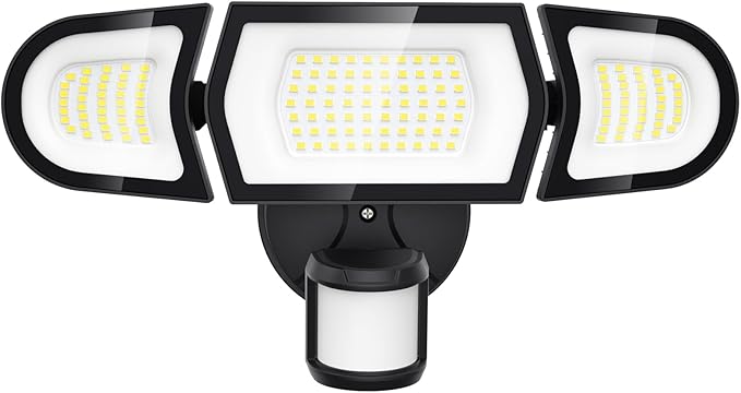 Olafus 100W LED Security Light Motion Sensor Outdoor Light, Motion Flood Light Dusk to Dawn, 9000LM Super Bright 6500K Exterior Motion Detector Floodlight for Garage Yard Porch Eave IP65, Black