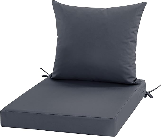 Outdoor Chair Cushions, Waterproof Outdoor Cushions for Patio Furniture w/Fade-Resistant, Removable & Machine-Washable Covers, 19x19 Inch, Ideal for Seat in Gardens/Porch – Set of 1/2/4, Dark Grey