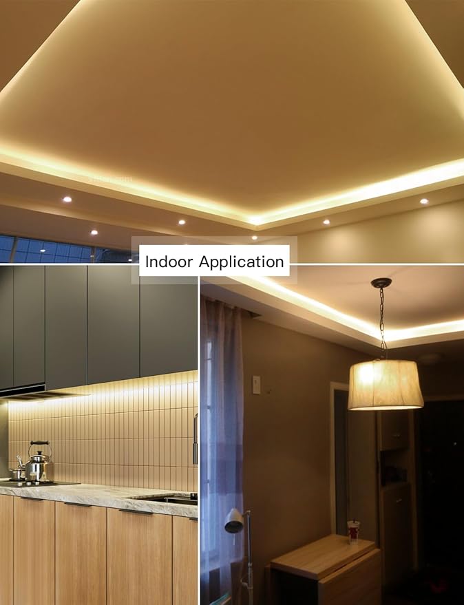 AIMENGTE LED Strip Lights Under Cabinet Lighting, Outdoor Led Lights Waterproof, AC 110V, 600LEDs, 3000k LED Rope Lights for Garden, Lawn, Kitchen Home Decor (16.4ft, Warm White)