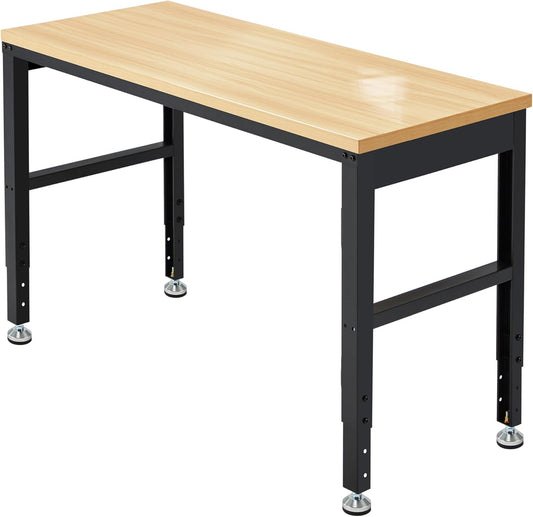 48” Adjustable Workbench，Heavy Duty Wood Work Bench 2000 Lbs Load Capacity,Work Table for Garage, Workshop, Office, Home