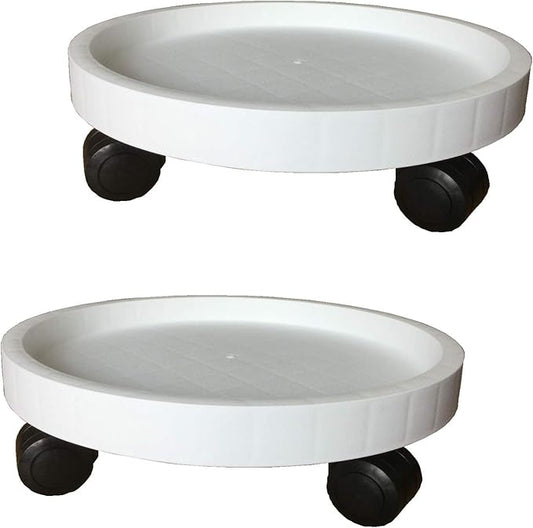 2 Pack of 12.6 Inch Heavy Duty Plant Caddy with Wheels,Rolling Plant Stand Pot Trolley,Wheeled Planter Saucer Tray,Potted Flower Mover Dolly with Casters Round Coaster for Indoor Outdoor