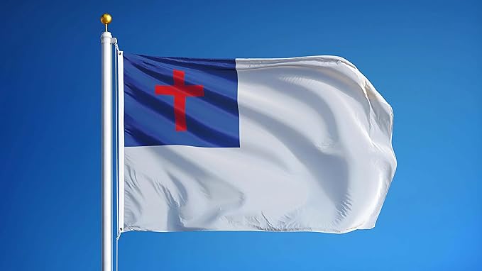 Christian Flag 4x6 Outdoor in USA Embroidered,Heavy Duty Nylon,Sewn Stripes, Stronger Brass Grommets,Christianity Easter Day,Jesus Flags Flags Perfect for Outside