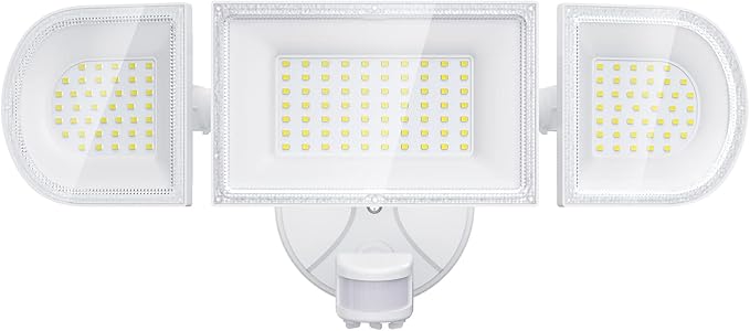 iMaihom 150W Motion Sensor Light Outdoor, 15000LM 6500K LED Security Floodlights, 3 Adjustable Head Motion Detection Light IP65 Waterproof for Yard Garage White 1pack