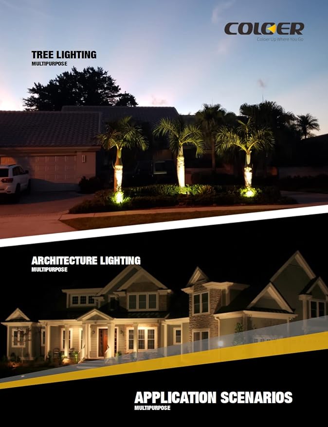 COLOER Die-cast Brass Outdoor Spot Lights for Yard, 12V AC/DC Low Voltage Landscape Lighting Kit, IP65 Waterproof Backyard Outdoor Directional Uplight(101B,Bronze,10-Pack Without Bulb)