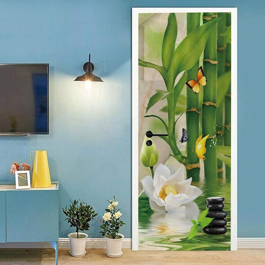 3D Door Stickers Murals Peel and Stick - Bamboo - Wallpaper Self-Adhesive Decals Removable PVC Waterproof Door Poster for Bedroom Living Room 30.3" x 78.7"